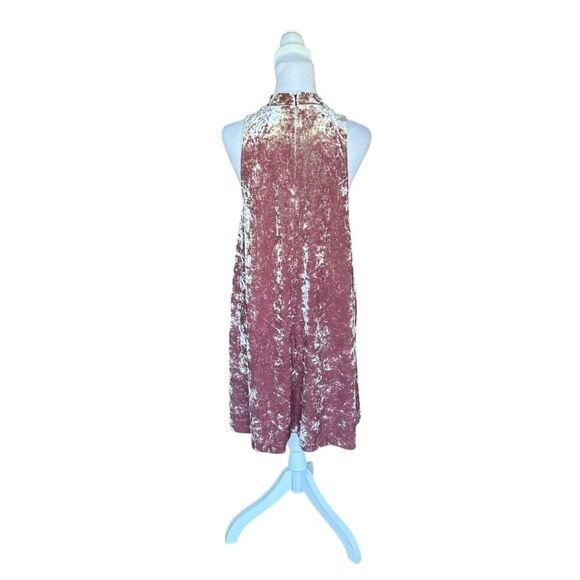 Cynthia Rowley Sleeveless Mini Dress Crushed Velvet High Neck Womens Small Pink - Picture 2 of 9
